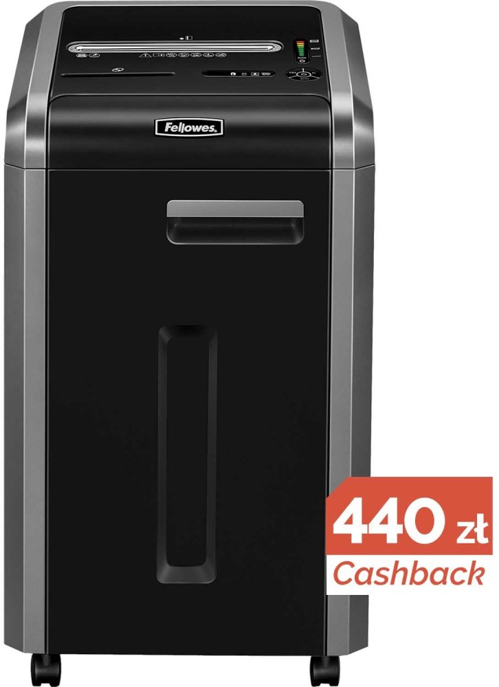 Niszczarka Fellowes 225Ci, ścinek 4x38mm, 24 kartki, P-4/T-4/O-1 DIN, czarny