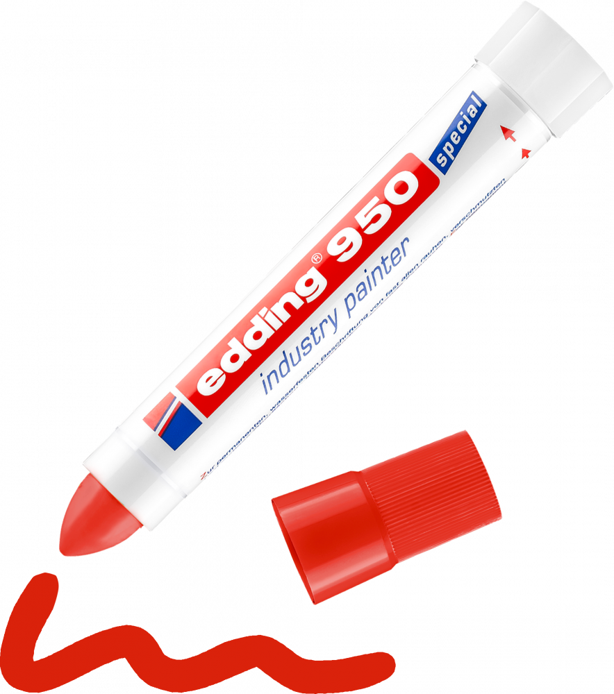 Marker przemysłowy w paście edding 950, okrągła, 10mm, czerwony