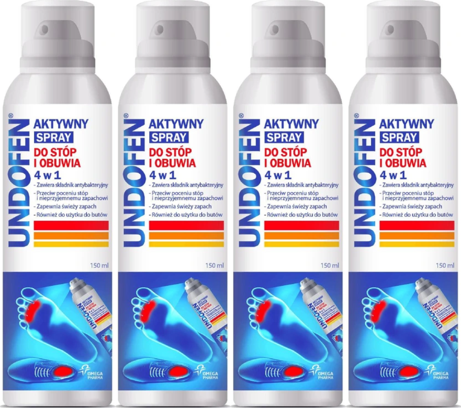 4x Dezodorant Undofen, do stóp i butów, 150ml