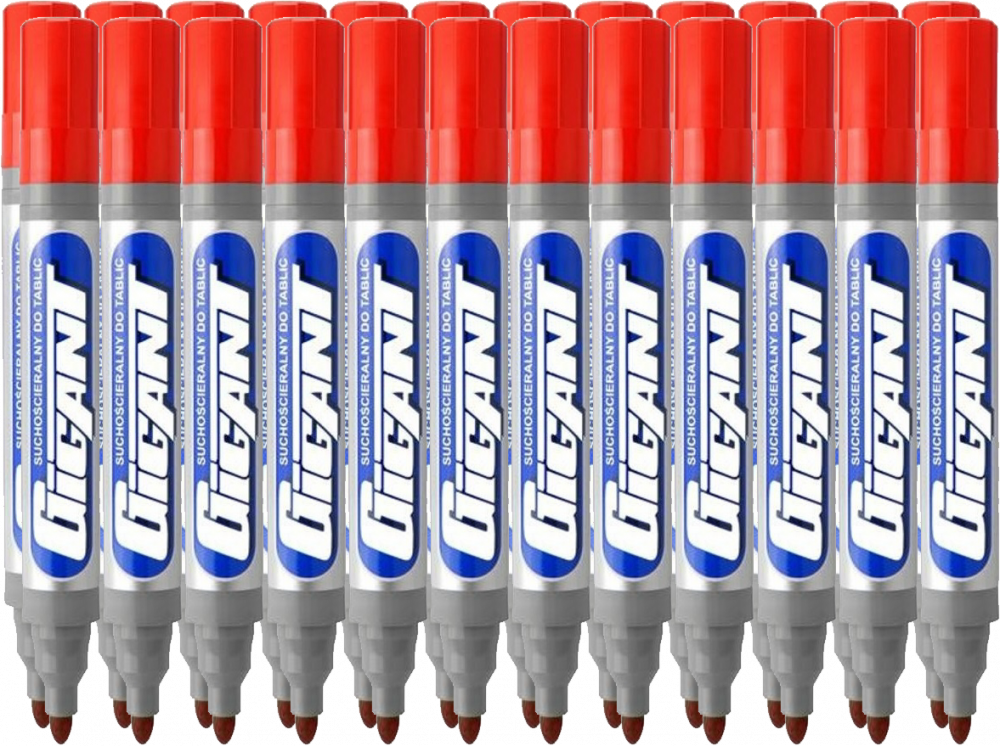 24x Marker suchościeralny Kamet, Gigant, okrągła, 3mm, czerwony