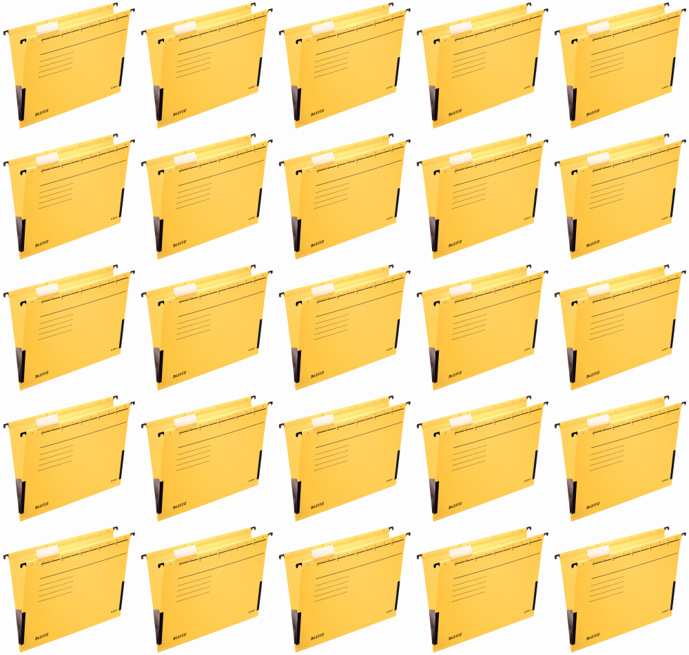 25x Teczka zawieszkowa kartonowa z rozciągliwymi bokami Leitz Alpha, A4, 348x260mm, 275g/m2, żółty