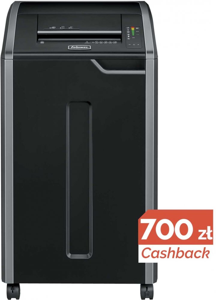 Niszczarka Fellowes 425Ci, ścinek 4x30mm, 32 kartki, P-4/T-4/O-3 DIN, czarno-szary