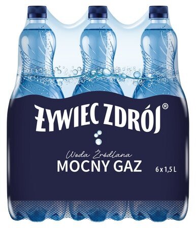 6x Woda mocno gazowana Żywiec Zdrój, 1.5l, butelka PET