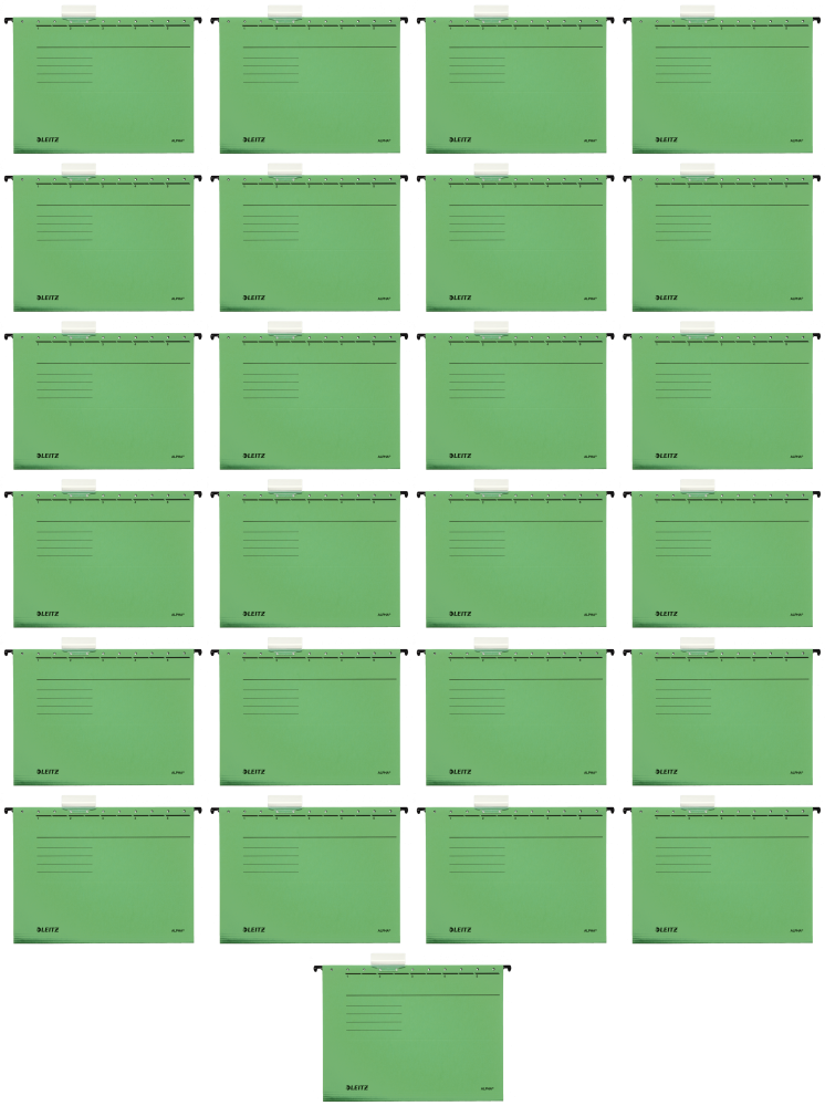 25x Teczka zawieszkowa kartonowa Leitz Alpha, A4, 348x260mm, 230g/m2, zielony