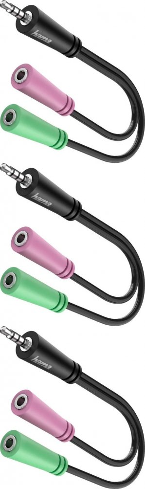 3x Adapter Hama, 3.5mm jack 4PIN - 2x 3.5mm jack