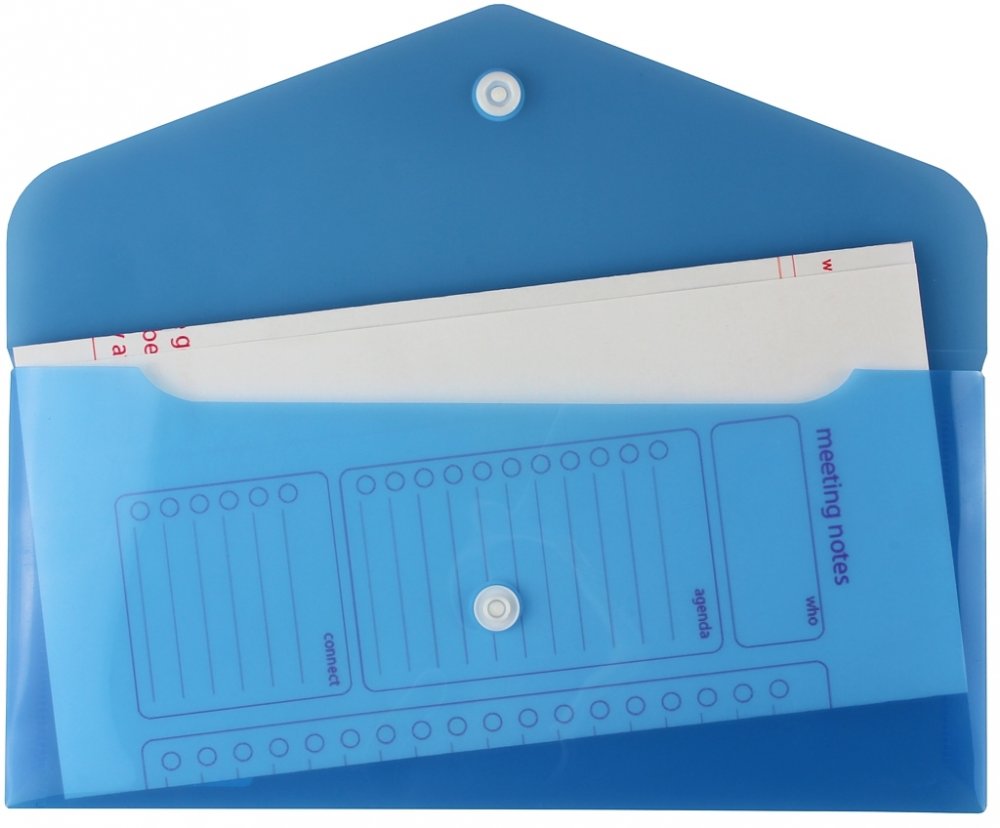 Teczka kopertowa Biurfol Satyna, DL, na zatrzask, przezroczysty niebieski