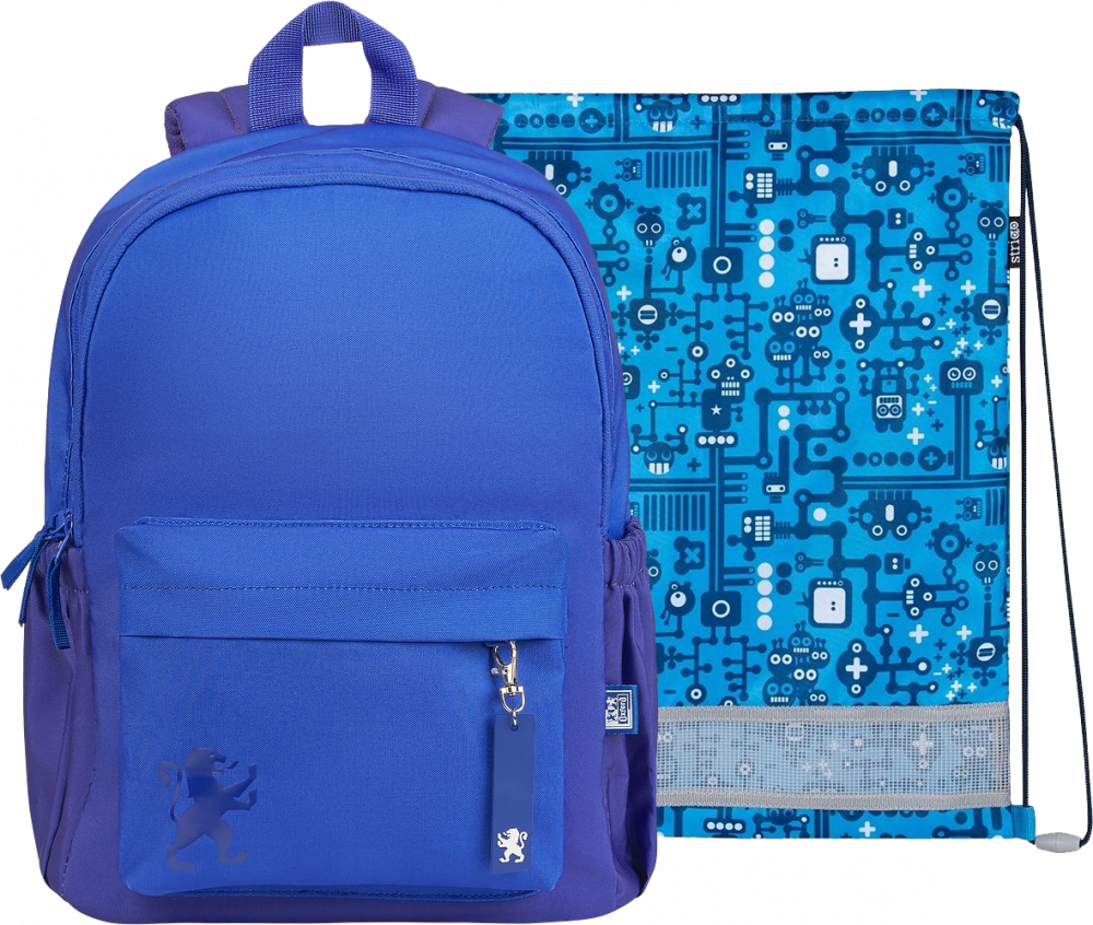 Zestaw: Plecak szkolny Oxford Gradient + Worek na buty Strigo Robot, niebieski