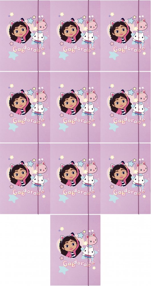 10x Teczka z gumką Starpak Koci Domek Gabi, A4, mix wzorów