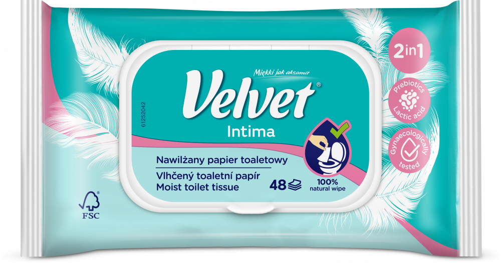Papier nawilżany Velvet Intima, 48 sztuk
