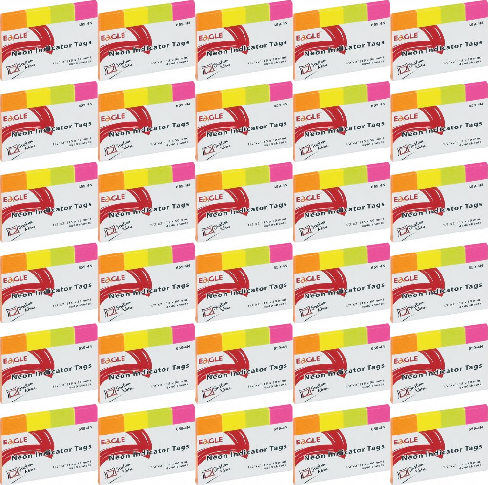 96x Zakładki samoprzylepne Eagle, proste, indeksujące, 15x50mm, 4x40 sztuk, mix kolorów neonowych
