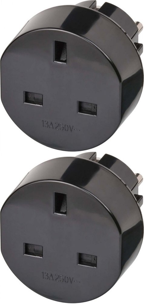 2x Adapter podróżny GB(UK)/PL Brennenstuhl, z uziemieniem, czarny