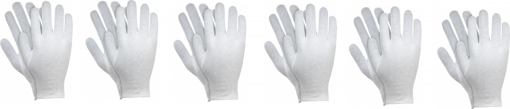 6x Rękawice robocze Reis RWKB W, tkaninowe, rozmiar M, biały