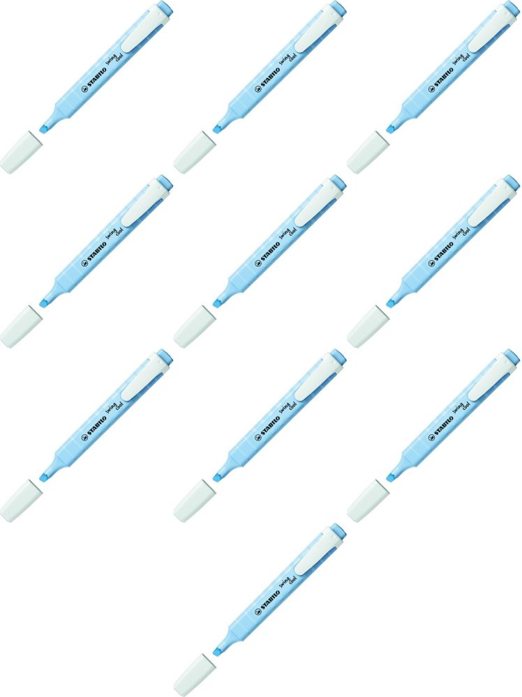 10x Zakreślacz Stabilo Swing Cool Pastel, ścięta, pastelowy, błękitna bryza