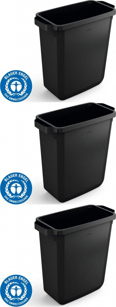 3x Kosz na śmieci Durable Durabin Eco, 60l, czarny