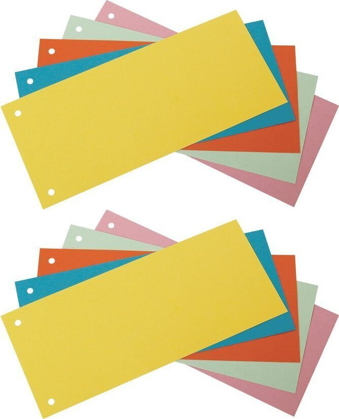 2x Przekładki do segregatora Bantex, kartonowe, 1/3 A4, 5x20 sztuk, mix kolorów