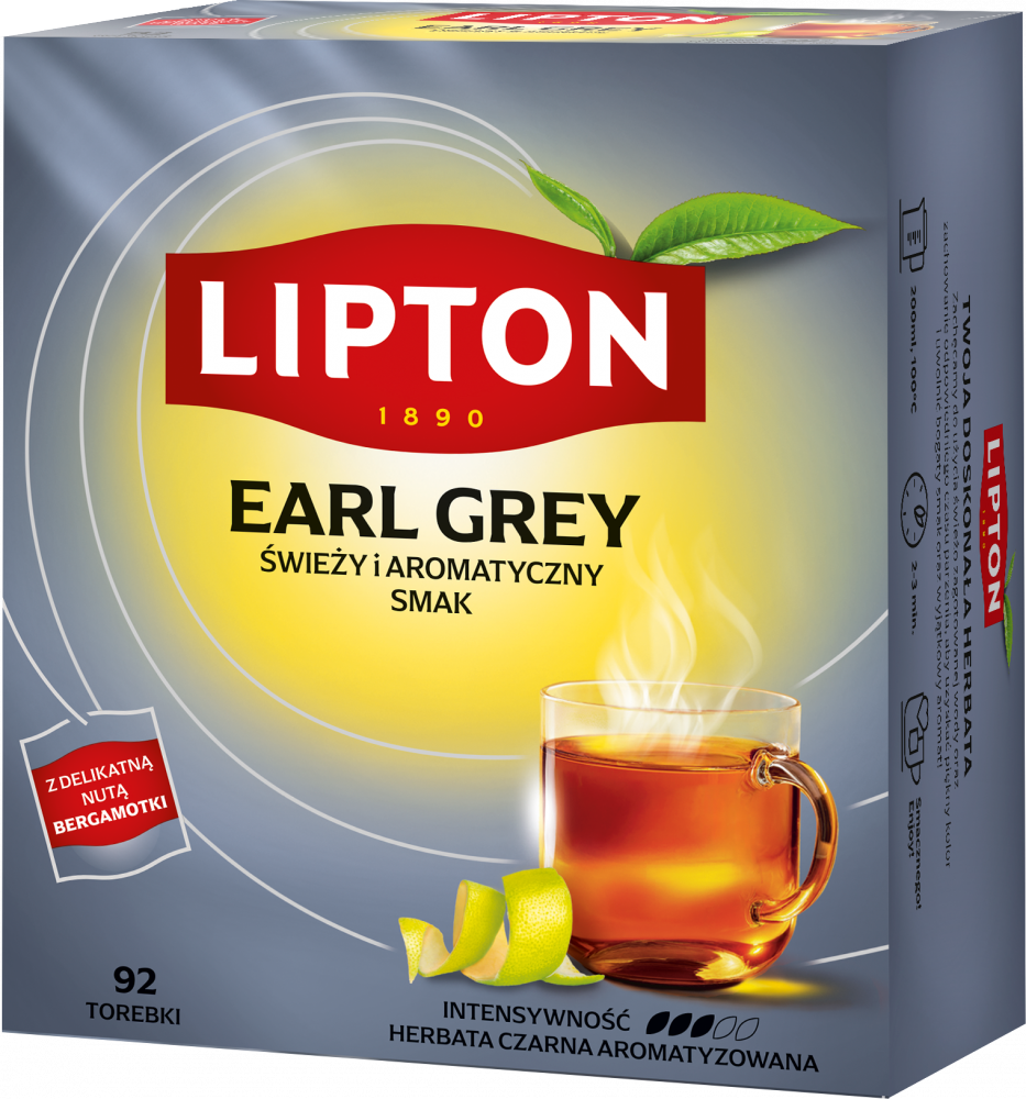 Herbata Earl Grey w torebkach Lipton, 92 sztuki x 1.5g