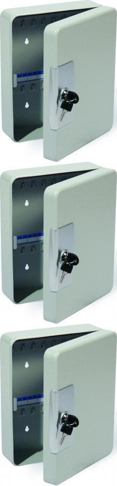 3x Szafka na klucze Argo, na 52 klucze, z zawieszkami, szary