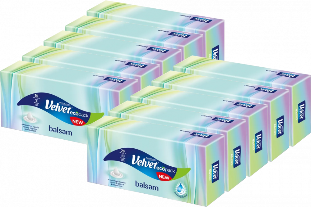 10x Chusteczki higieniczne Velvet Balsam Zapach, w kartoniku, 70 sztuk