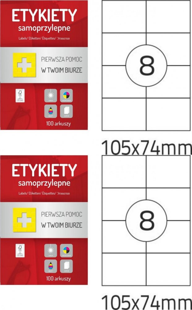 2x Etykiety samoprzylepne Dalpo Memo Label, 105x74mm, 100 arkuszy, biały