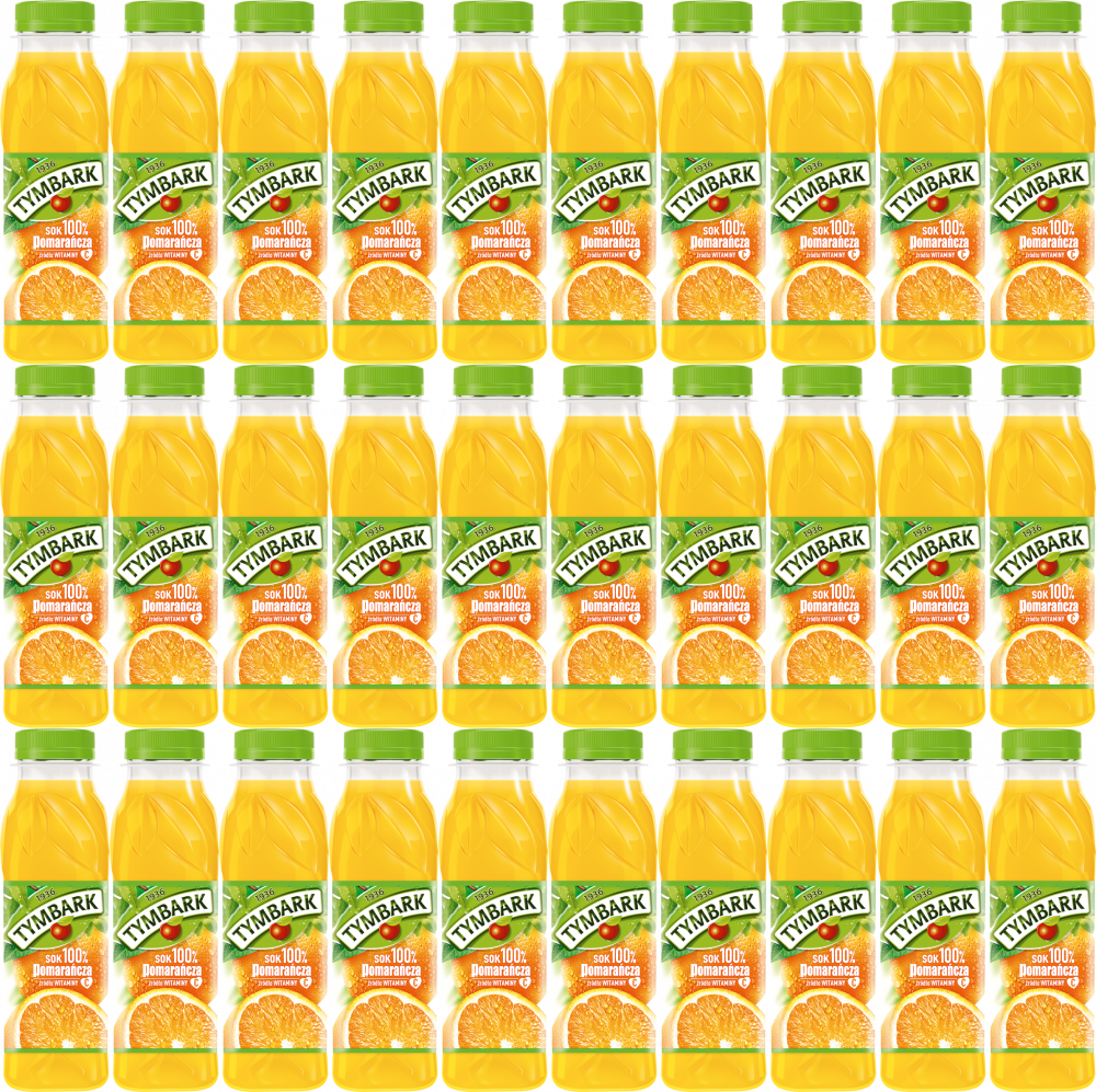 48x Sok pomarańczowy Tymbark, butelka PET, 0.3l