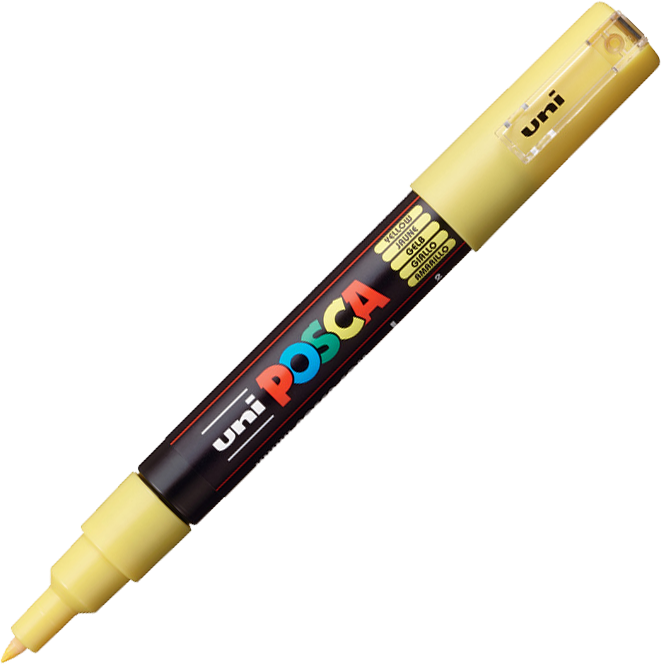 Marker Posca PC-1M, z farbą plakatową, okrągła, 0.7mm, żółty