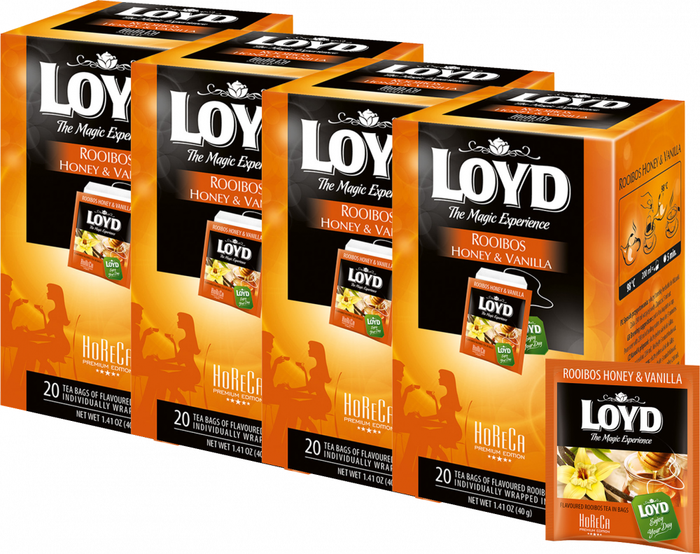 4x Herbata Rooibos w kopertach Loyd, miód i wanilia, 20 sztuk x 2g