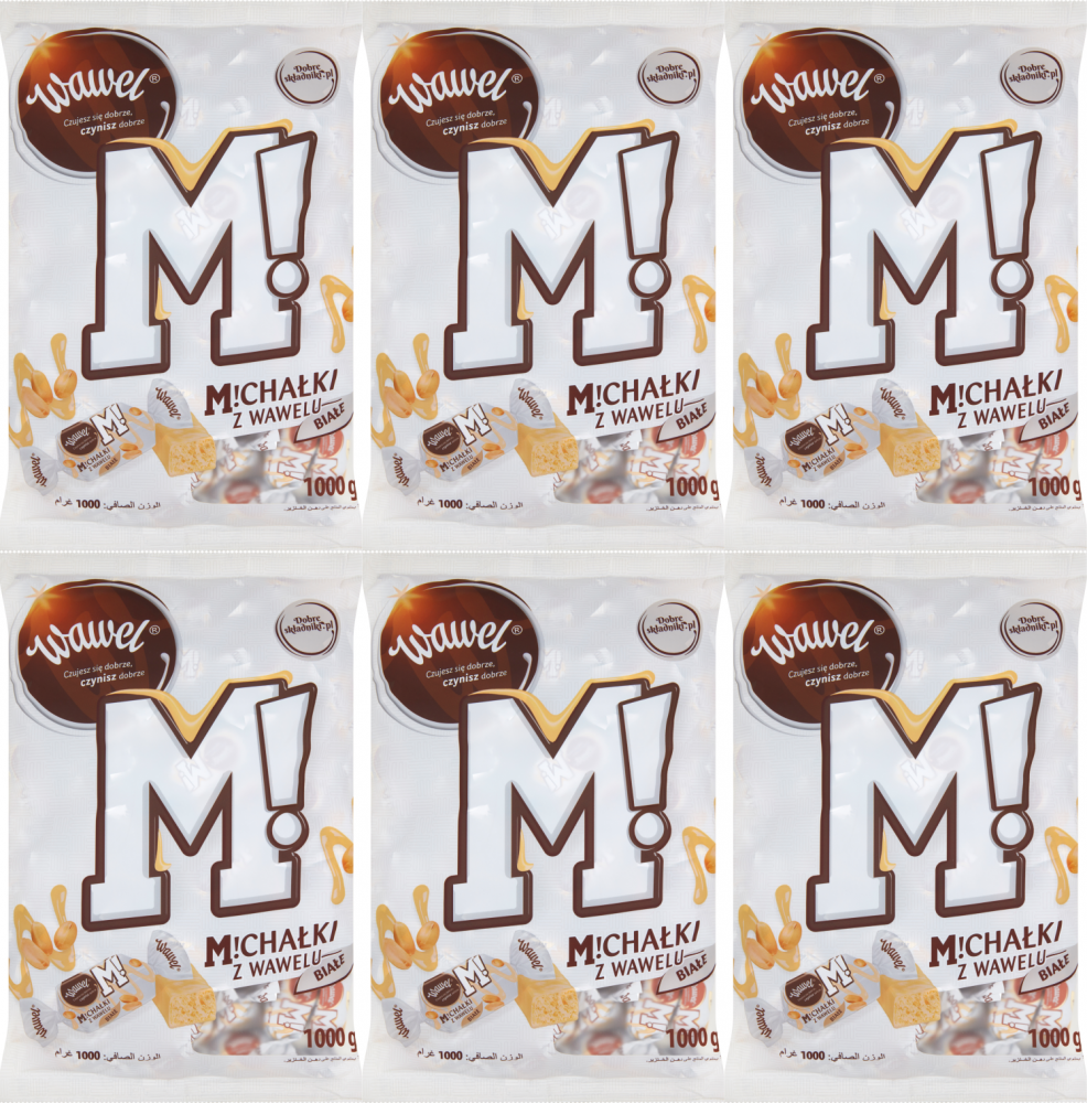 6x Cukierki Michałki Wawel, orzechowy w białej czekoladzie, 1kg