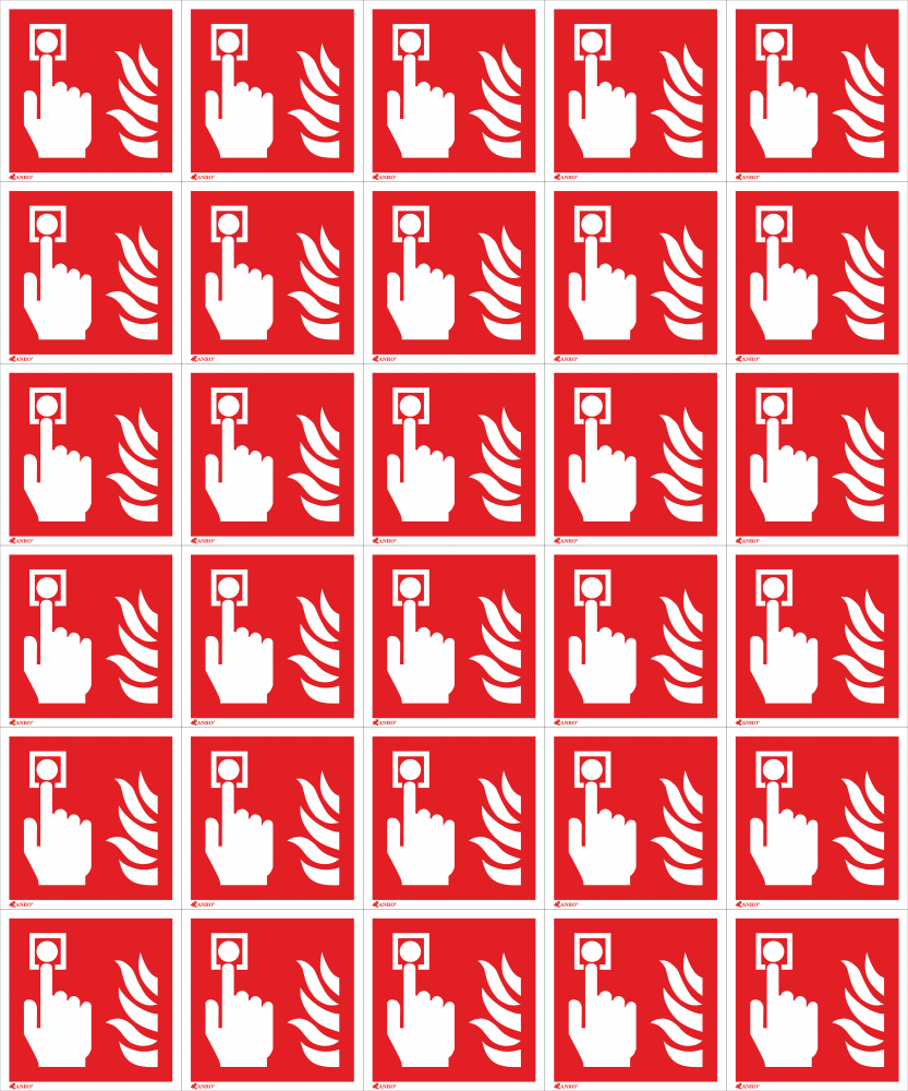 50x Alarm pożarowy - znak przeciwpożarowy ppoż foto, 10x10cm