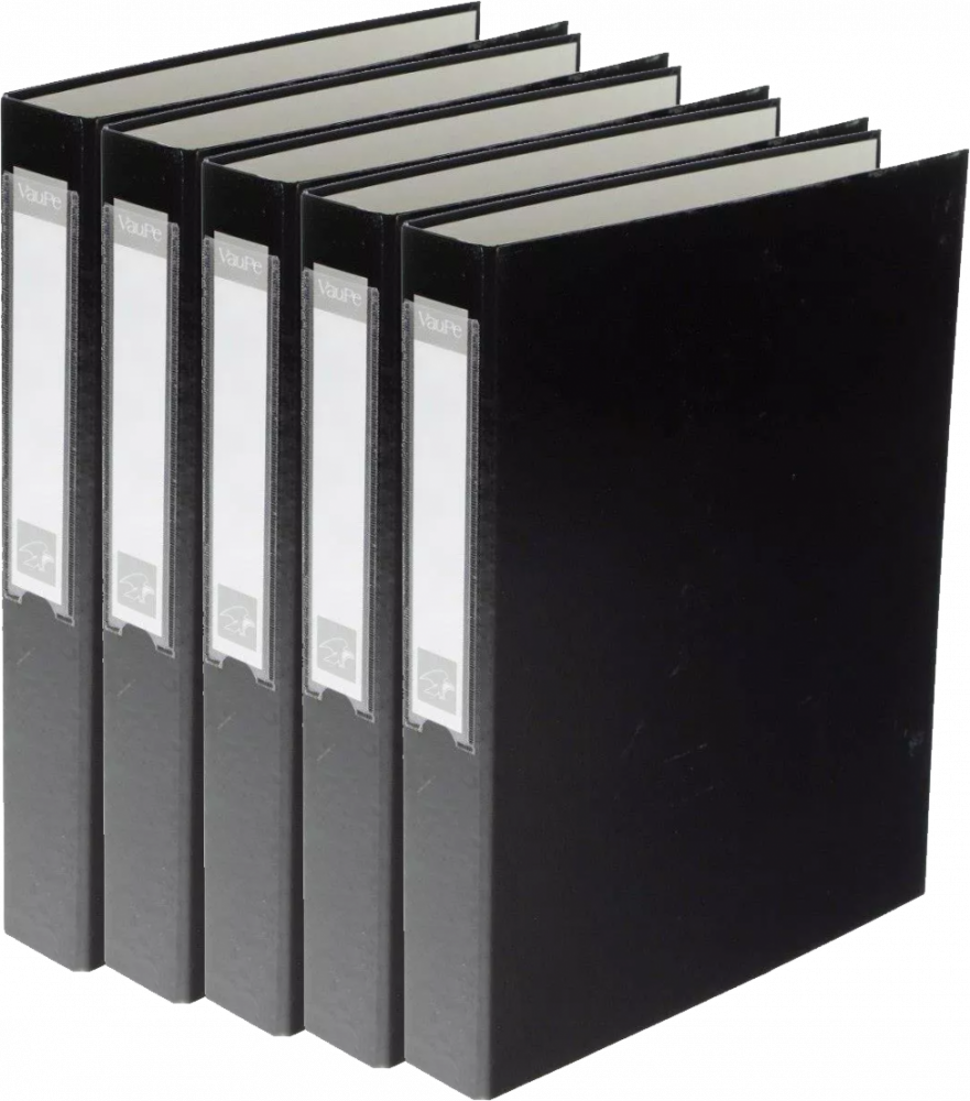 5x Segregator VauPe FCK, A4, szerokość grzbietu 40mm, do 150 kartek, 2 ringi, czarny