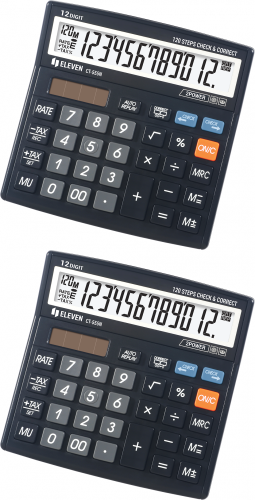 2x Kalkulator biurowy Eleven CT-555N, 12 cyfr, czarny