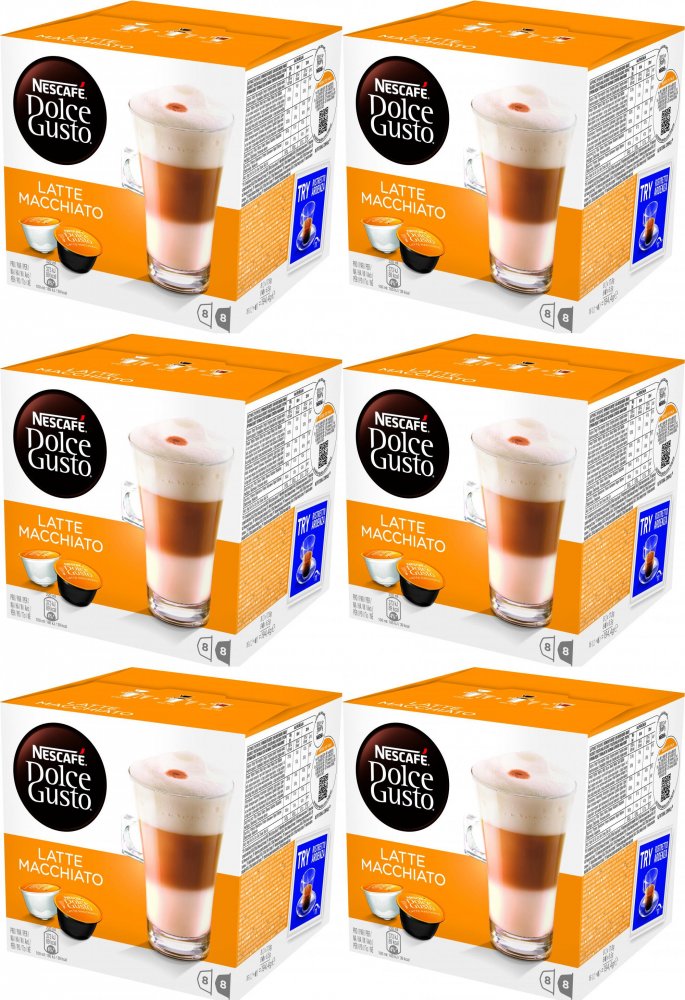 6x Kapsułki do ekspresu Nescafé Dolce Gusto Latte Macchiato, 16 sztuk