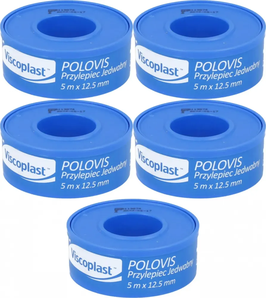 5x Plaster w rolce Viscoplast Polovis Plus, 12.5mmx5m, biały