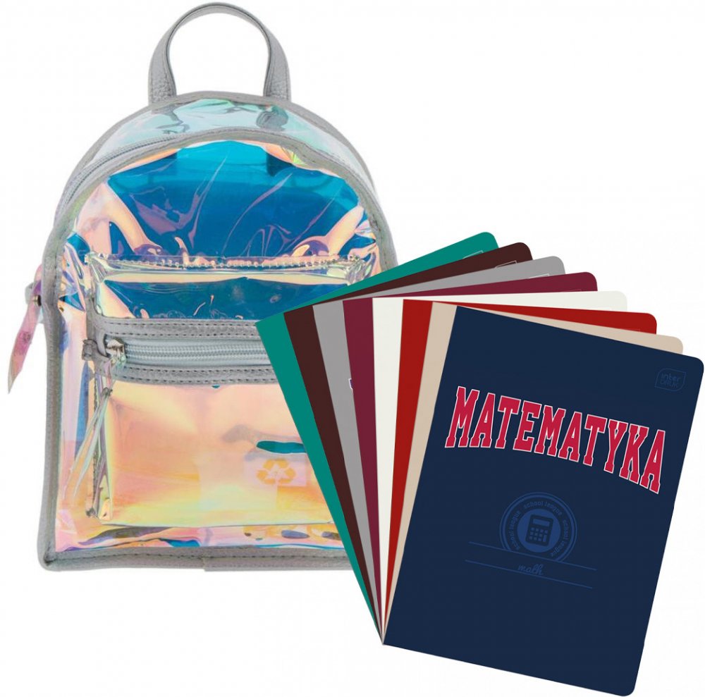 Zestaw: Plecak Starpak Glossy + Zeszyt przedmiotowy Interdruk, A5, 60 kartek, 8 sztuk