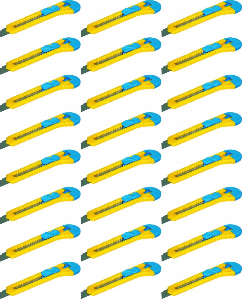 24x Nożyk biurowy z wymiennym ostrzem Donau, 18mm, żółto-niebieski