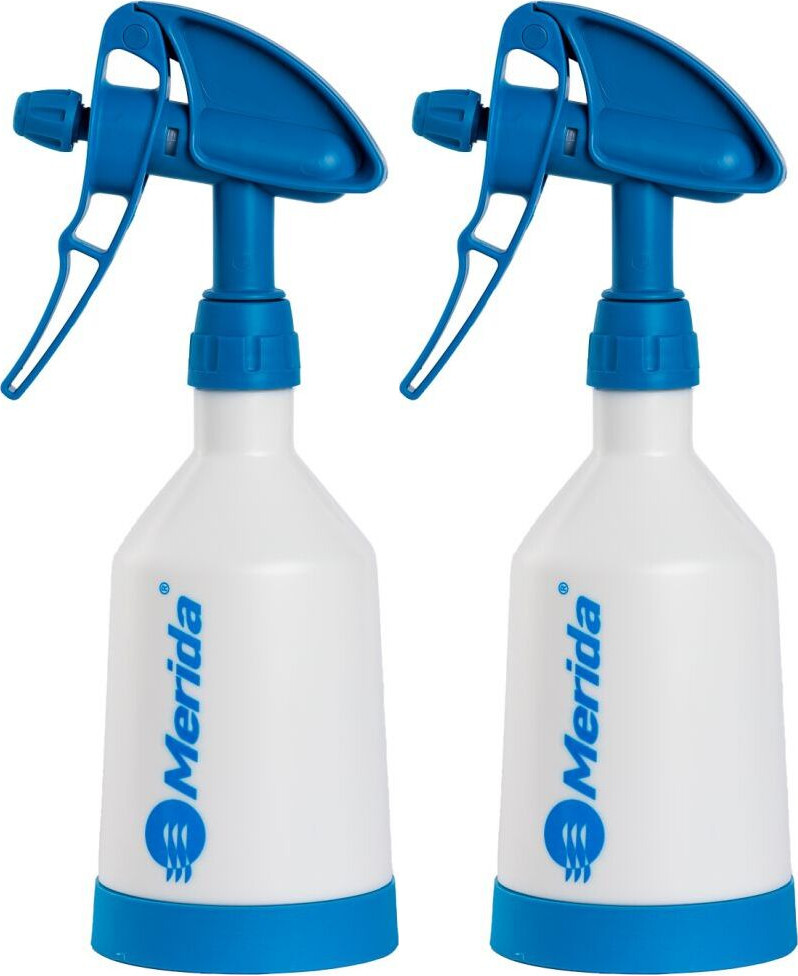 2x Butelka ze spryskiwaczem dwustronnym Merida 360°, wyskalowana, 0.5l, biało- niebieski
