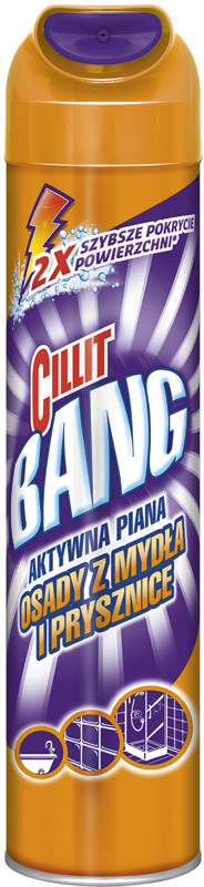 Środek do czyszczenia Cillit Bang, Aktywna Piana Osady z Mydła i Prysznice, 0.6l