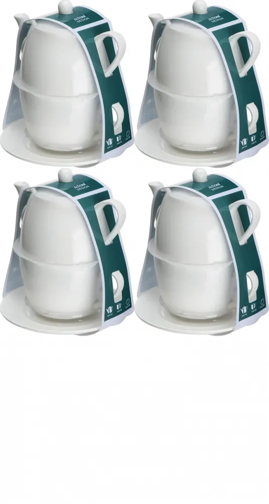 4x Zestaw do parzenia herbaty Altom Design Tea For One Regular, porcelana, kremowy