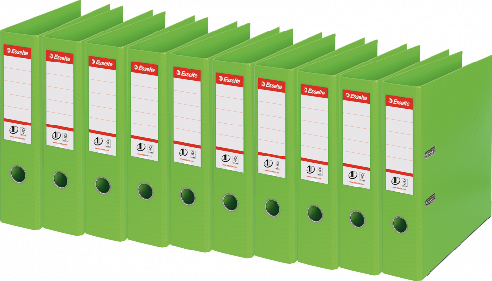 10x Segregator A4 Esselte Vivida No.1 Power, 75mm, do 500 kartek zielony