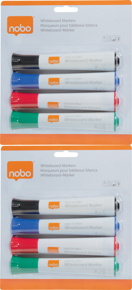2x Marker suchościeralny Nobo, Glide, 3mm, 4 sztuki, mix kolorów