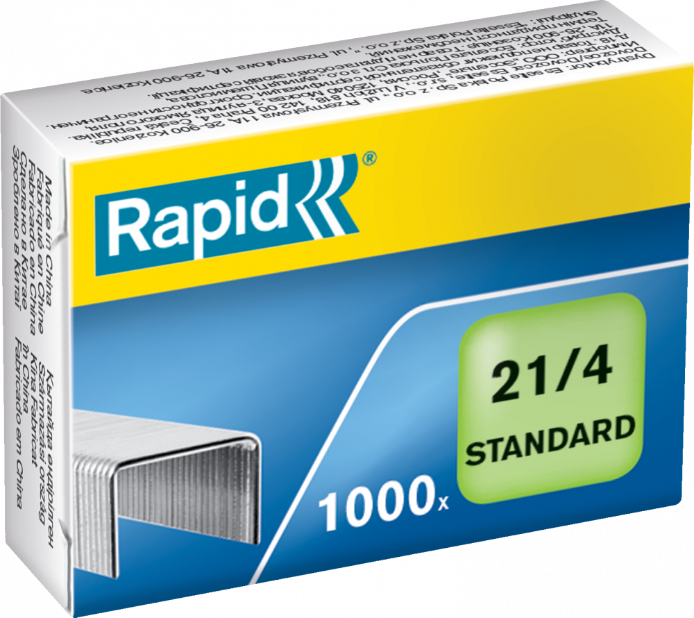 Zszywki Rapid Standard, 21/4 1M, 1000 sztuk, srebrny