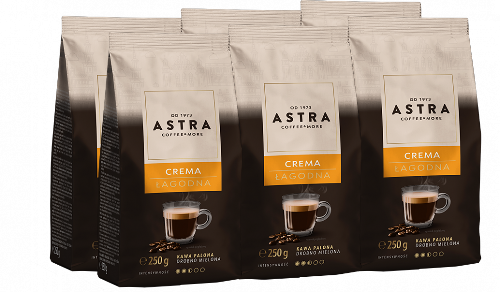 6x Kawa mielona Astra Łagodna Crema, 250g
