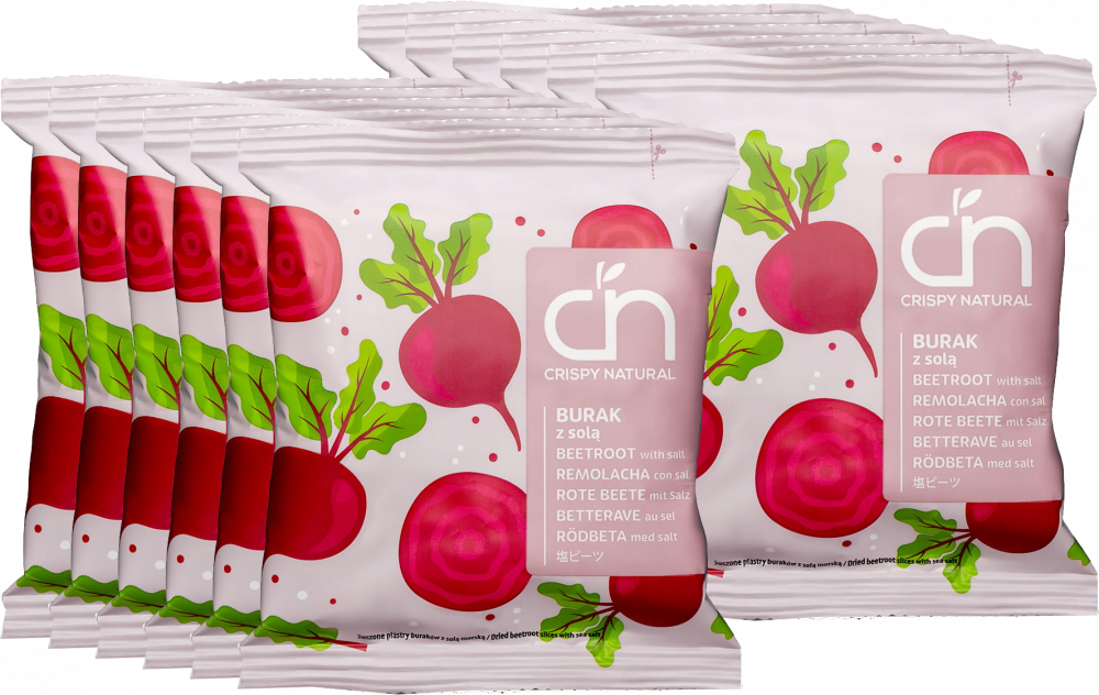 12x Chipsy z buraka Crispy Natural, z solą morską, 18g