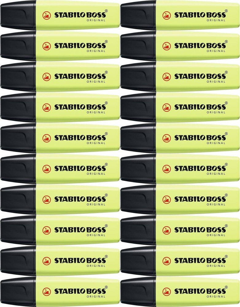 20x Zakreślacz Stabilo Boss Original 70/133, ścięta, pastelowy, limonkowy
