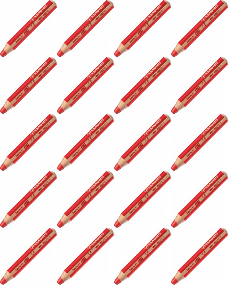20x Kredka Stabilo Woody 3 w 1, 1 sztuka, czerwony