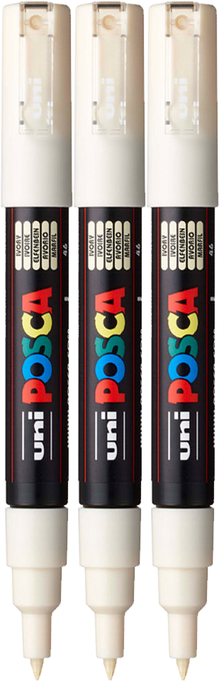 3x Marker Posca PC-1M, z farbą plakatową, okrągła, 0.7mm, kość słoniowa