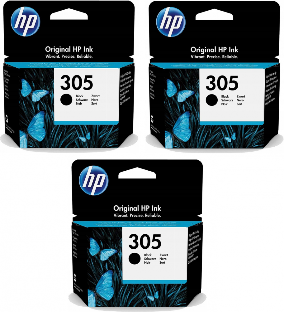 3x Tusz HP 305 (3YM61AE), 120 stron, black (czarny)