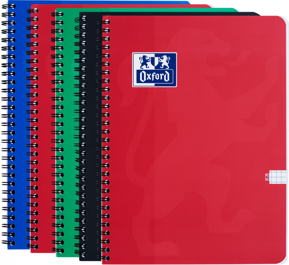 5x Kołonotatnik Oxford Esse, A5, w kratkę, 80 kartek, okładka kartonowa, mix kolorów
