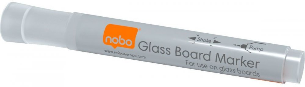 Marker do tablic szklanych Nobo, okrągła, 2.0mm, 4 sztuki, biały