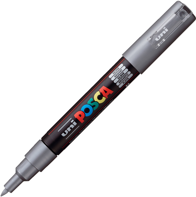 Marker Posca PC-1M, z farbą plakatową, okrągła, 0.7mm, srebrny