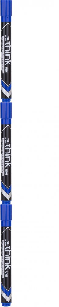3x Marker permanentny Deli Think U101, ścięta, 1.5-5mm, niebieski